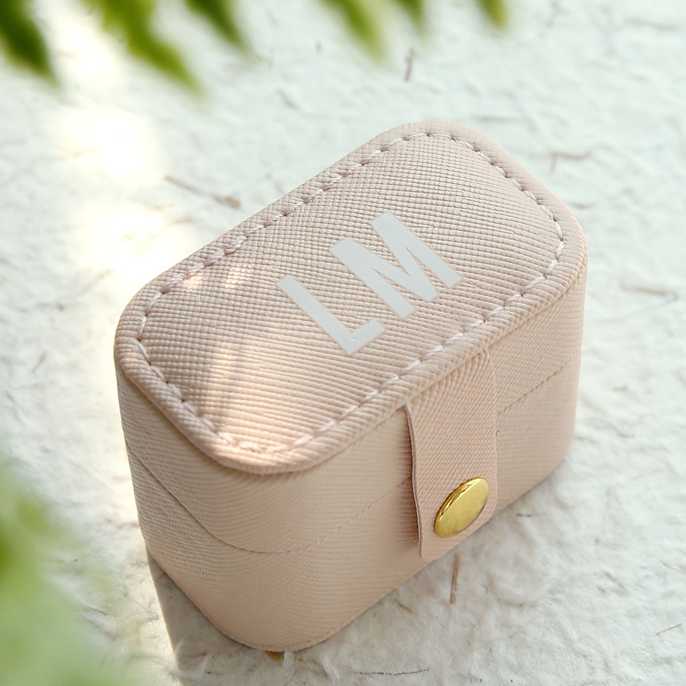 Custom Small Travel Jewelry Box, Personalized Initial Ring Box