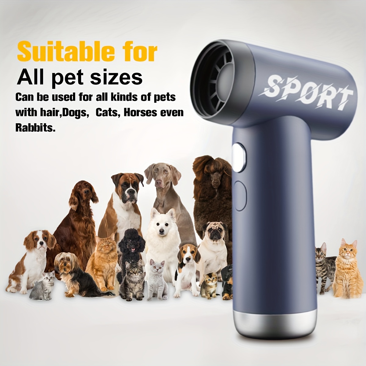 

Professional Pet Grooming Hair Dryer With 3 Interchangeable Nozzles, 100000rpm Speed, 3 Adjustable Blowers For Dogs, Cats And Kittens - Fast Drying And Gentle On Hair