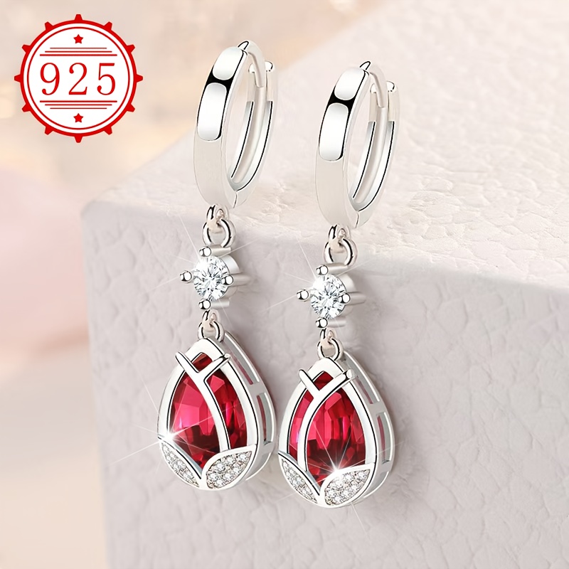 Women's 925 Silver Tulip Drop Dangle Earrings, Hypoallergenic