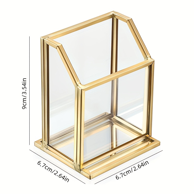TEMU Porte-cartes de visite vertical pour bureau, présentoir à cartes de visite en verre pour marque-pages, stylos, porte-brochures pour bureau et