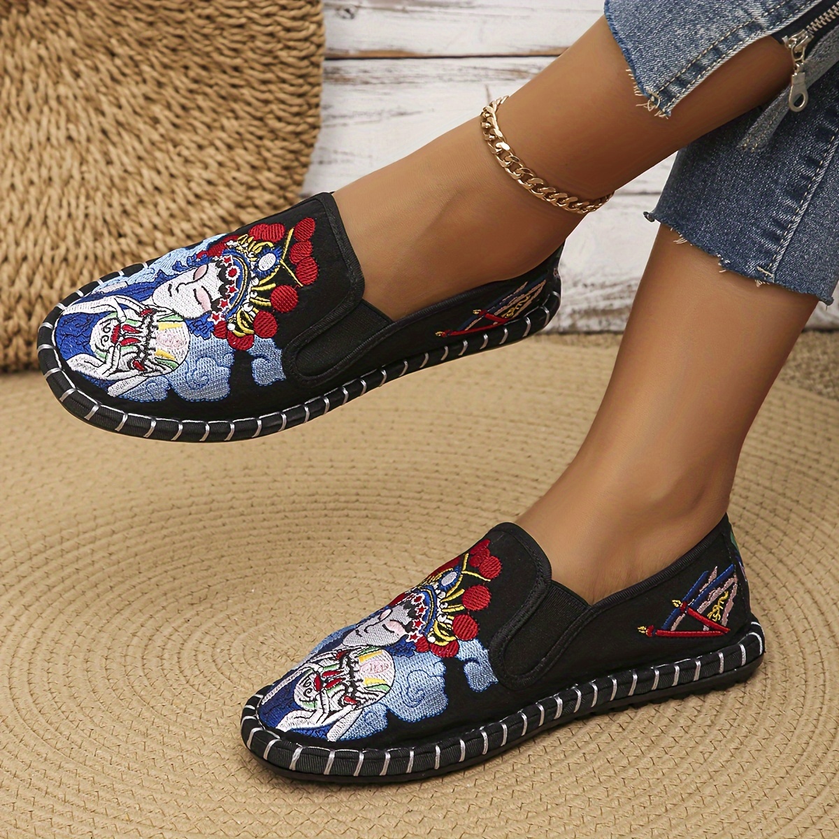 Women's China Peking Opera Embroidered Flats Casual - Temu