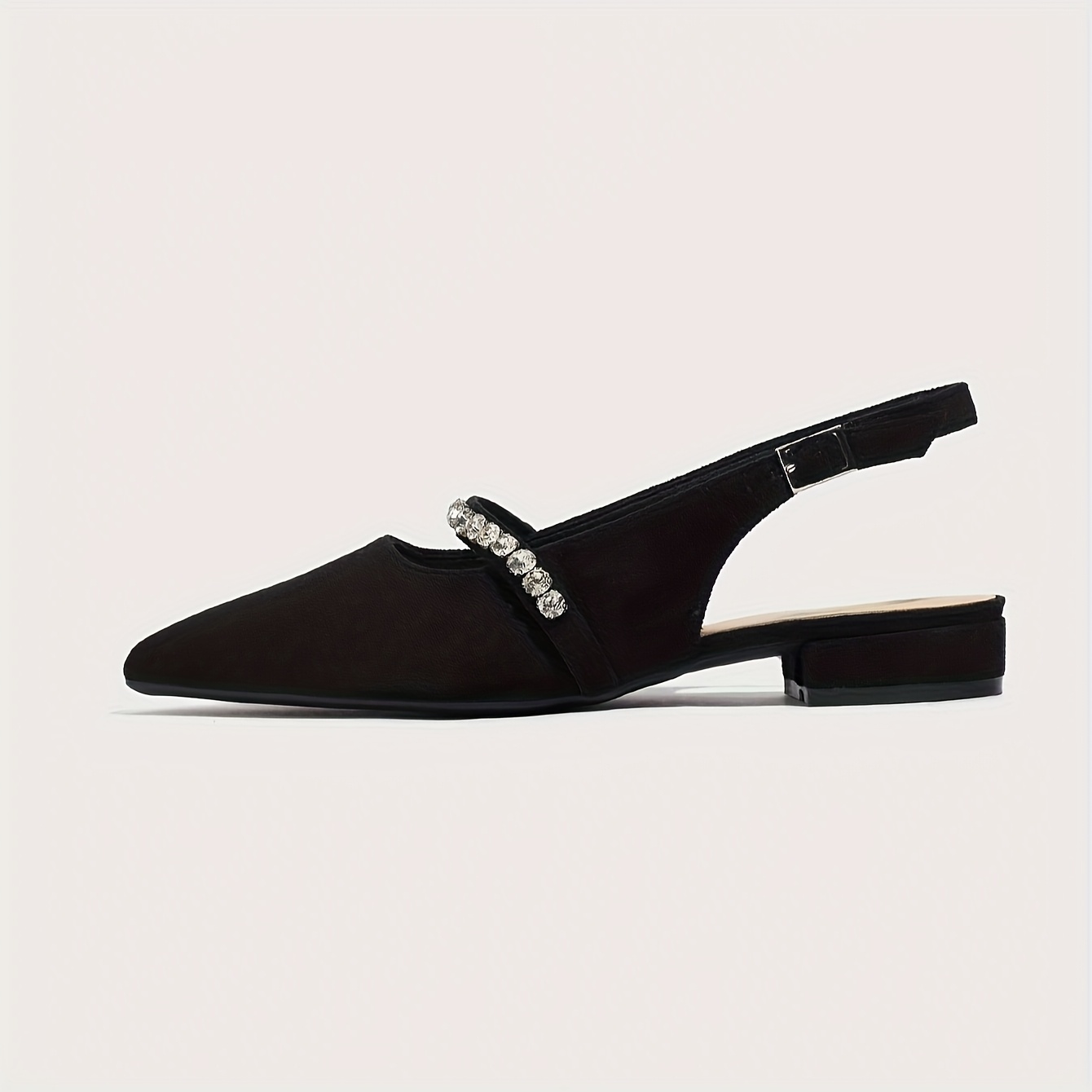 Stylish Black Mary Jane Shoes with Low Heels And Sparkling Diamond Decorations, Suitable for Business, Casual, Outdoor, And Versatile Lightweight Wear., Women Shoes