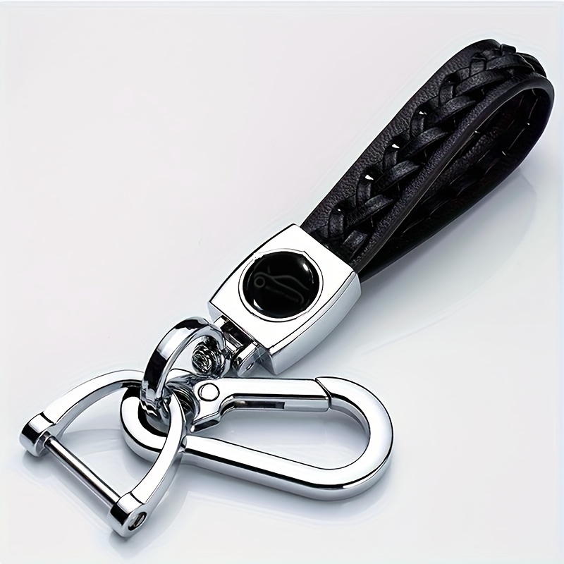 Image of Business-style Leather Car Keychain, Couple's Key Ring Chain, Anti-lost Ornament Accessory