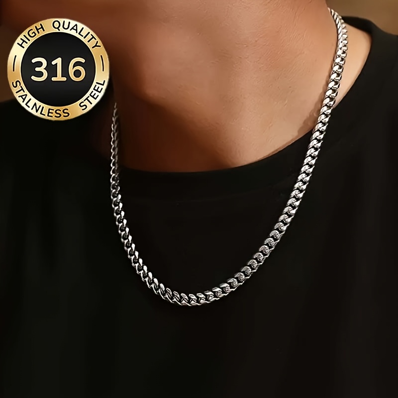 E-shop Eine kubanische Kette aus 316 Edelstahl mit auffälligem Design, geeignet für Männer und Frauen. Es ist ein langlebiges und stilvolles Geschenk
