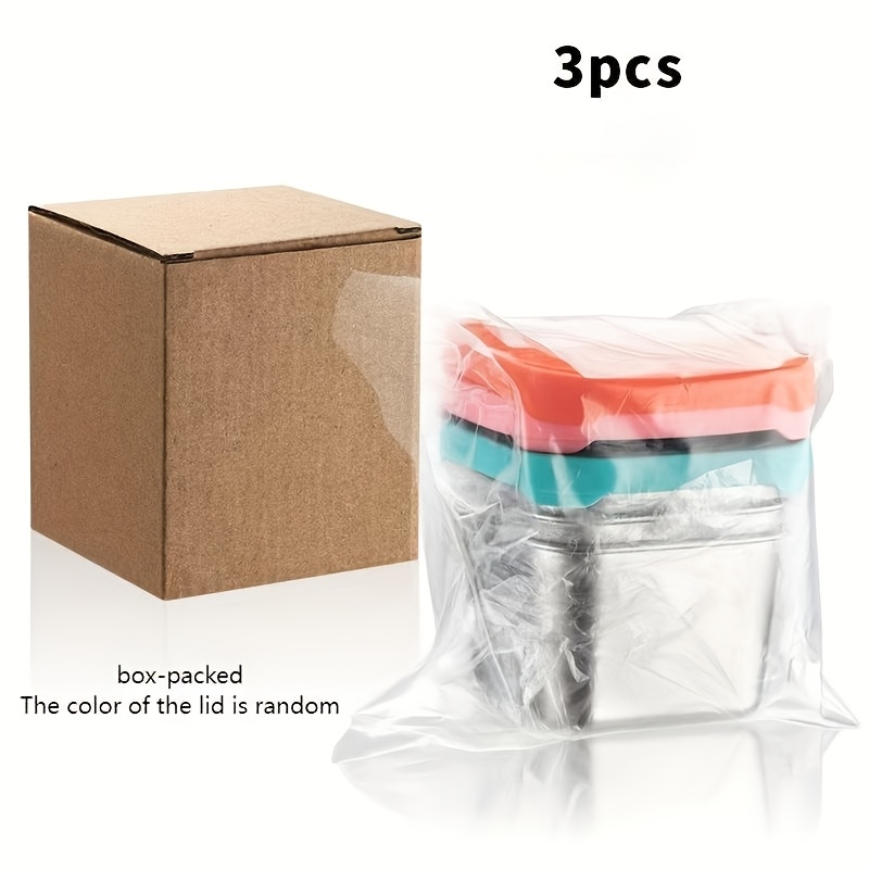 E-shop 3er-Set 6-Unzen Edelstahl-Snackbehälter, versiegelte Box, leicht zu öffnende auslaufsichere Metallkonservierungsbox, mit versiegeltem Deckel,