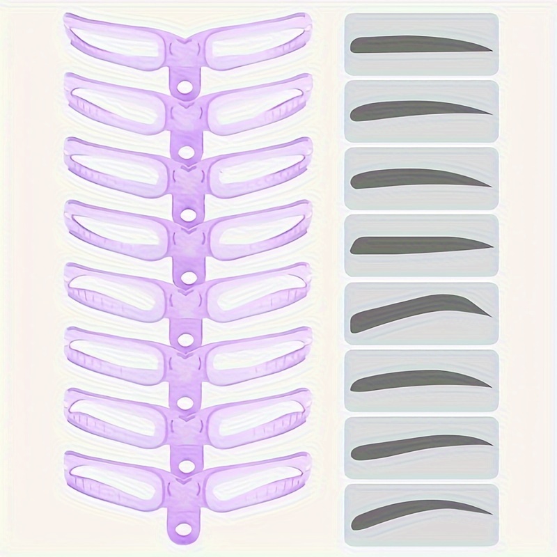 مجموعة قوالب تشكيل الحواجب بـ 8 قطع مع مقبض - بطاقة تجميل للحواجب المحددة والمشكلة بشكل مثالي - قابلة لإعادة الاستخدام التفاصيل 4