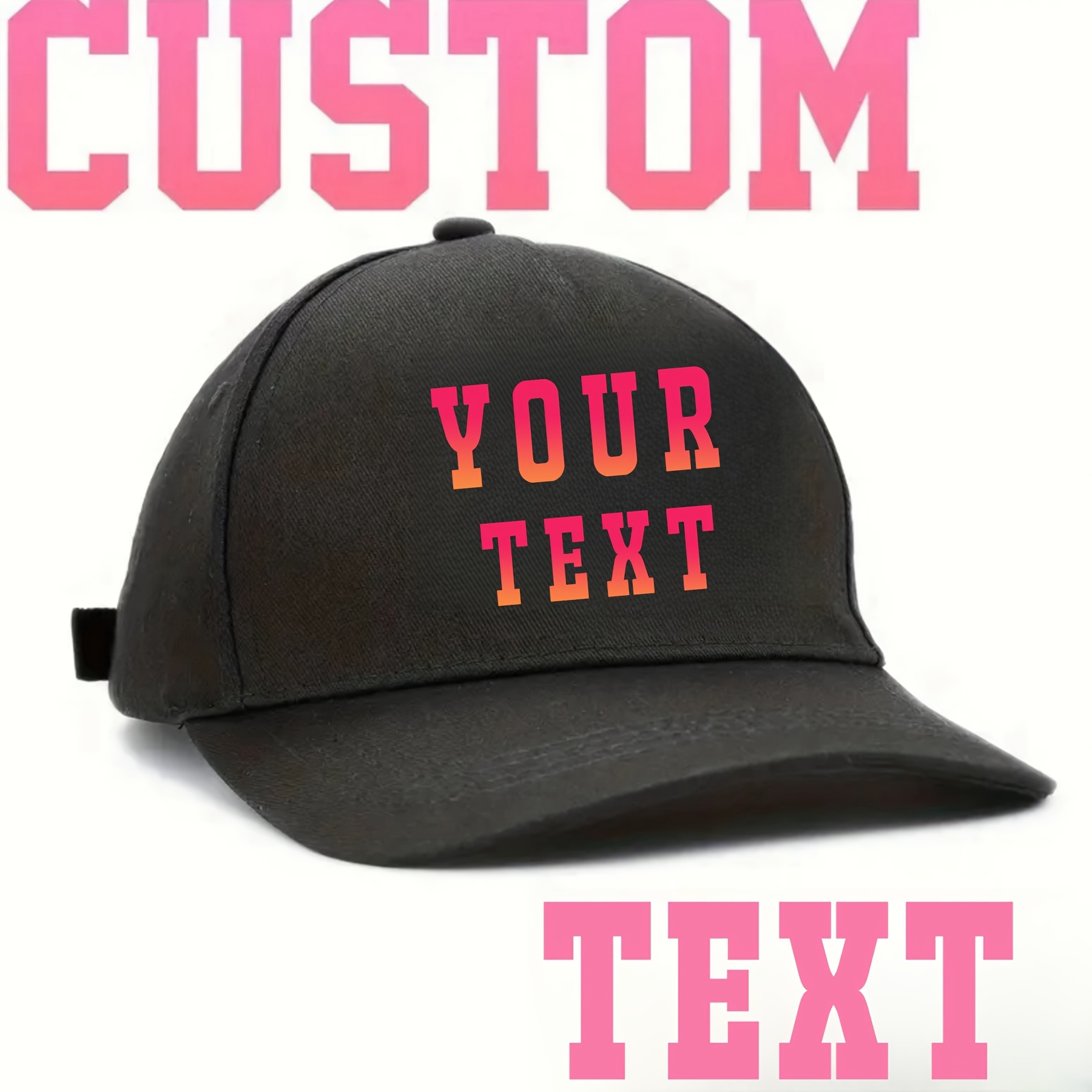 

Custom Gradient Text Personalized Baseball Cap - Breathable Cotton, Adjustable Fit For Men & Women, Fantasy Theme, Printed Design, Fashionable Sun Hat Gift