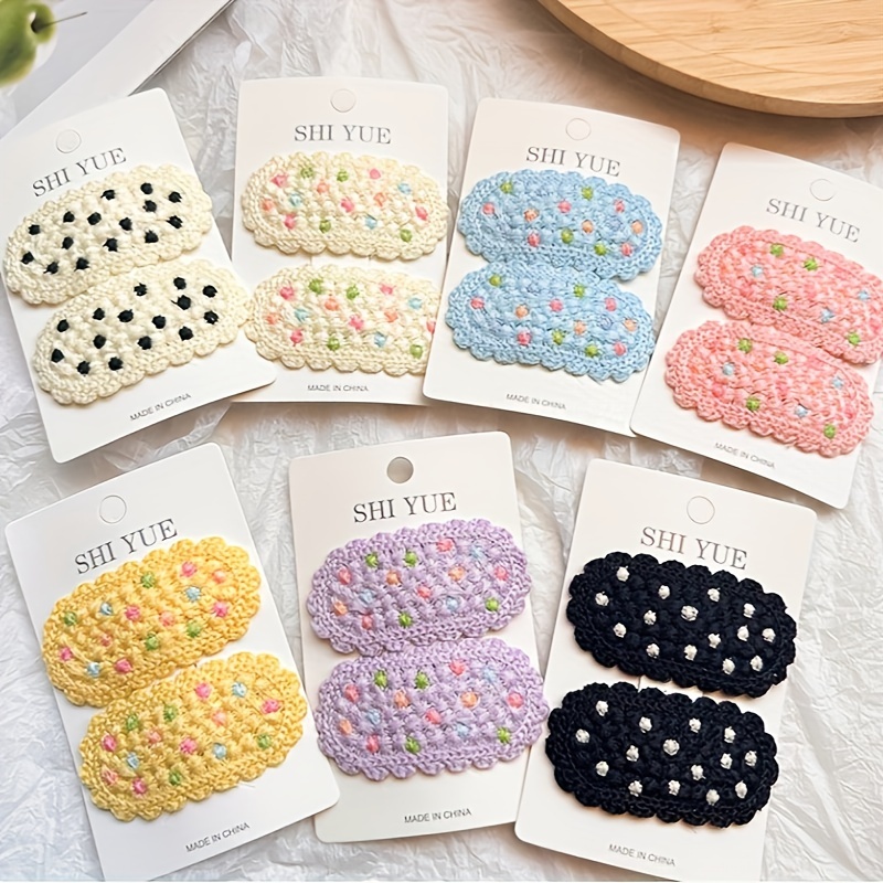 

Sutnscw 14pcs Hair - Chic Knitted Yarn Hair Clips With Polka Dot Pattern, Assorted Colors - Medium Size Hair Accessories For Women, Perfect Gift And