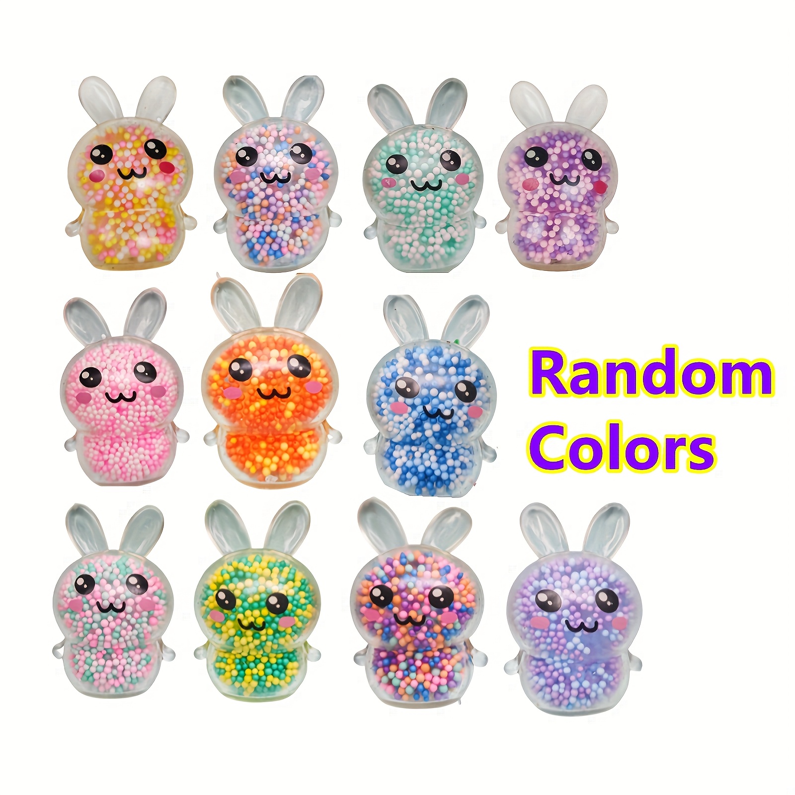 6pcs Mixed Color Squishy Bunny Stress Balls, Stress Relief Toys, Colorful, Easter Bunny Rabbit Sensory Relief, for Girls, Kids, Adults, Easter Party Gifts Favors