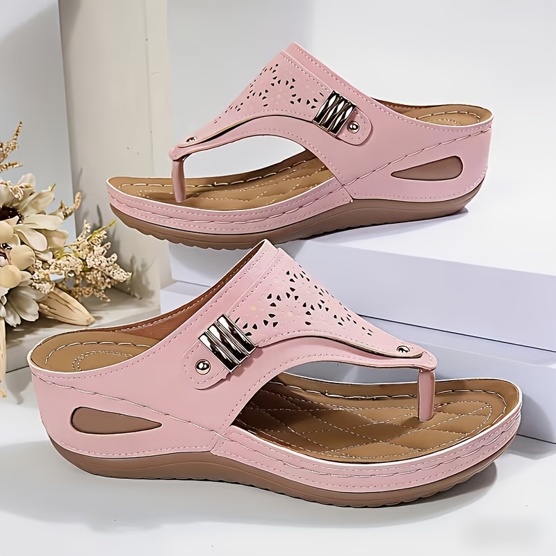 TEMU Sandales à coussinets pour femmes avec support de la voûte plantaire ergonomique, pantoufles d'extérieur respirantes - Design élégant du -pied,