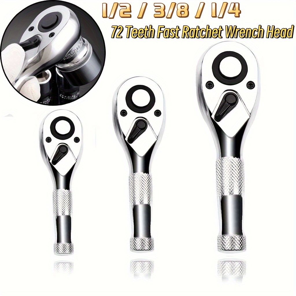

1pc 1/2 3/8 1/4 72 Teeth Short Handle Auto Repair Tool Wrench Fast Ratchet Wrench Head Big Fly Small Fly Automatic Two-way Sleeve Head