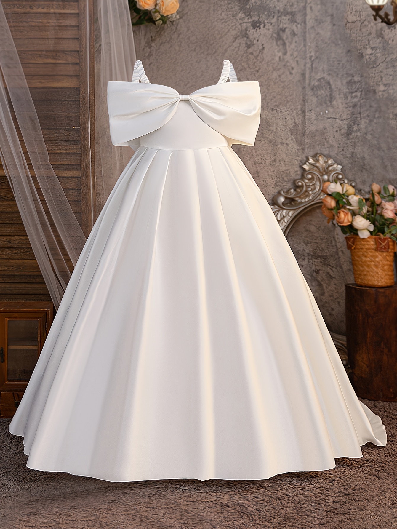 slim fit dress slacks Kids White Graduation Cap & Gown