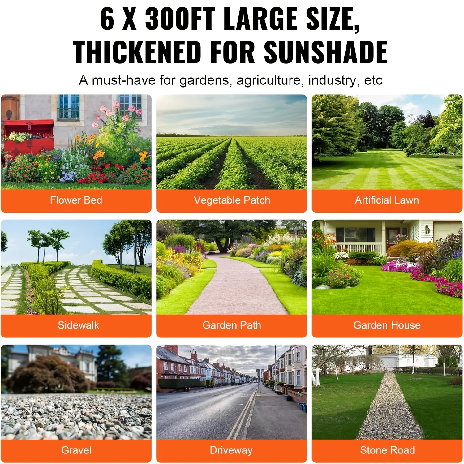 6-Pack Woven Driveway and Landscape Fabric, Heavy Duty Weed Barrier, 2.4 oz and 4.2 oz, Black, Various Lengths