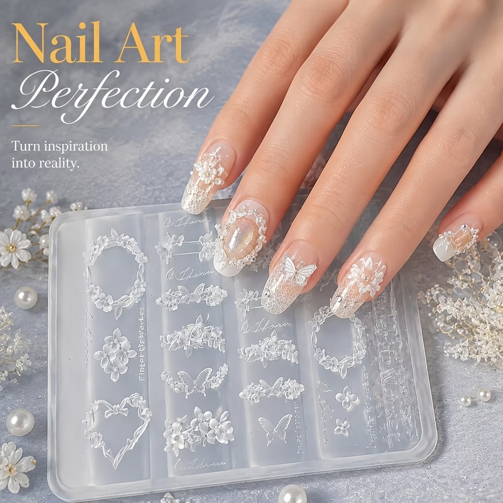 Durable Silicone Nail Mold with 3D Bow & Flower Patterns