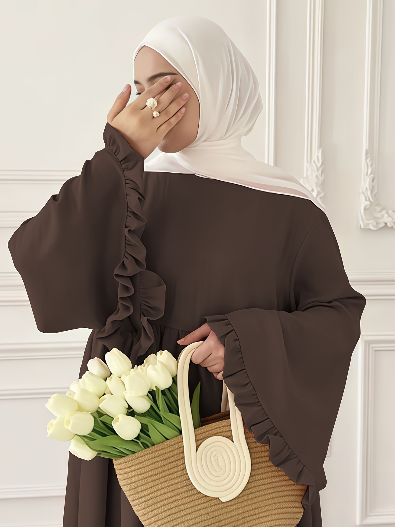 brown dress with hijab Cinnamon Modal, Double main image 1