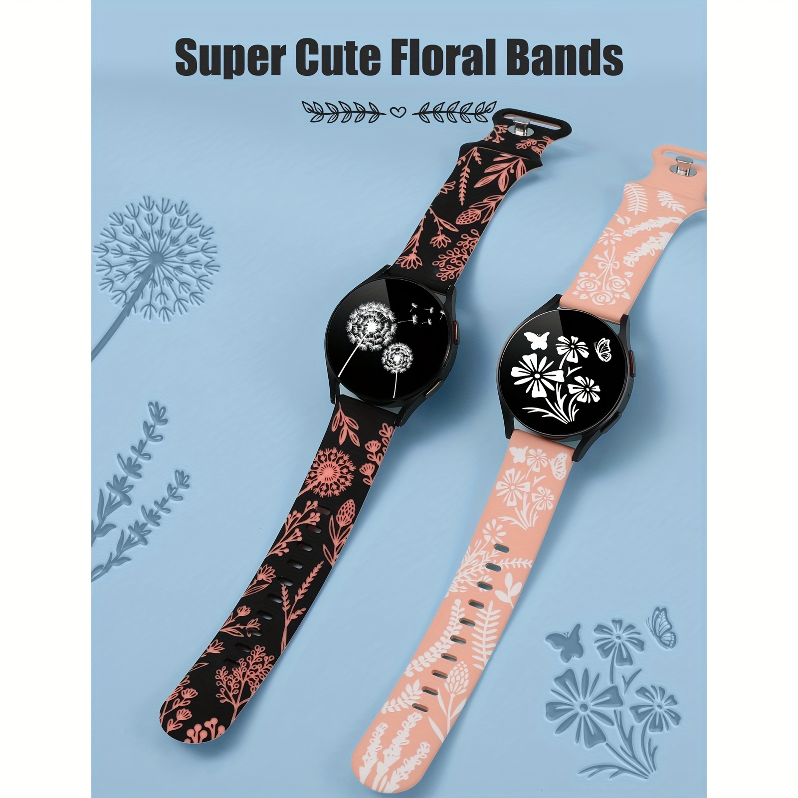 pack bandas silicona diseño floral grabado for samsung for