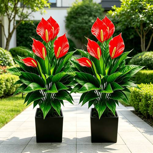 1pc high quality elegant large red evergreen plant home indoor decor suitable for courtyard garden wedding porch hotel office etc exquisite accent