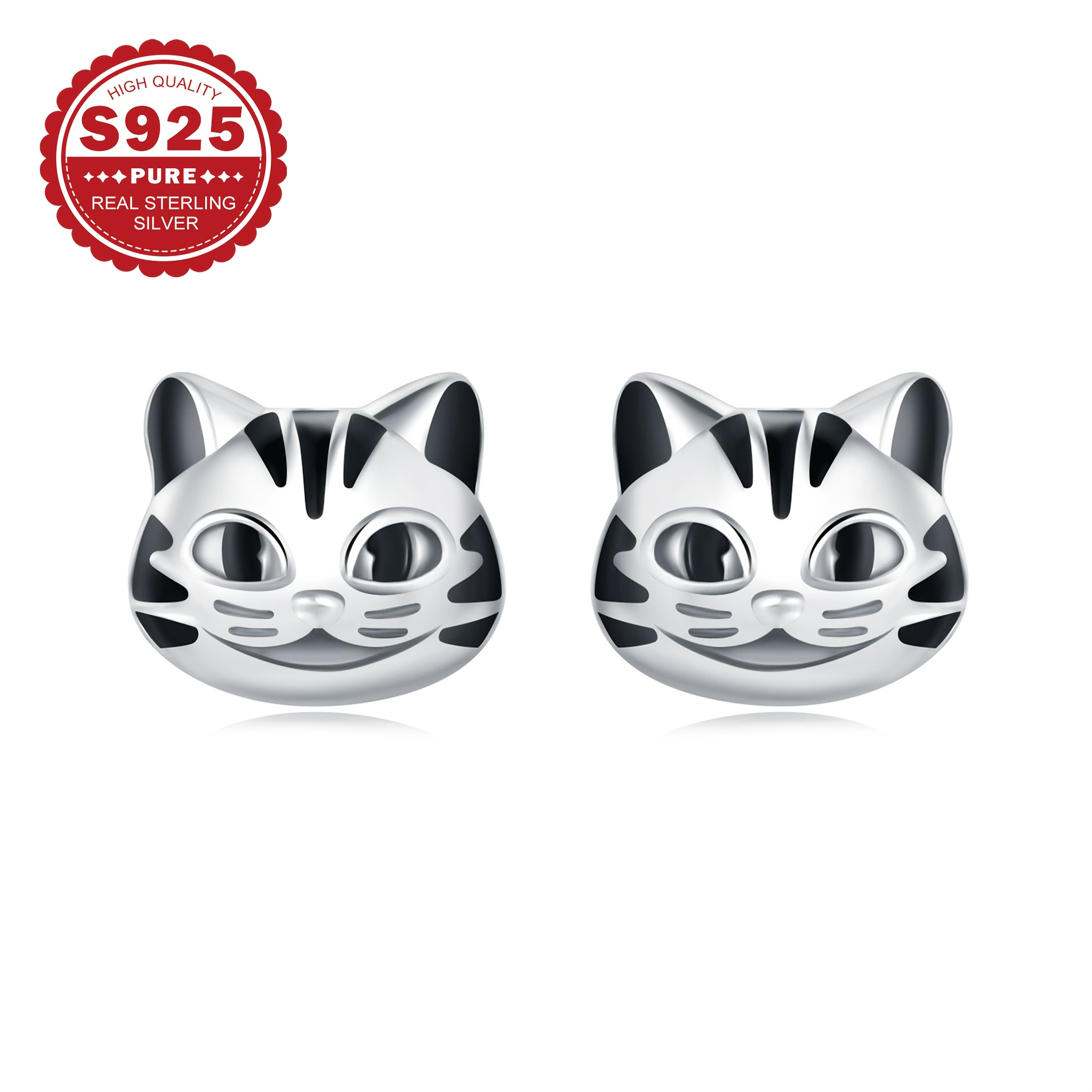 Women's S925 Sterling Silver Cat Stud Earrings — Fashionable Design