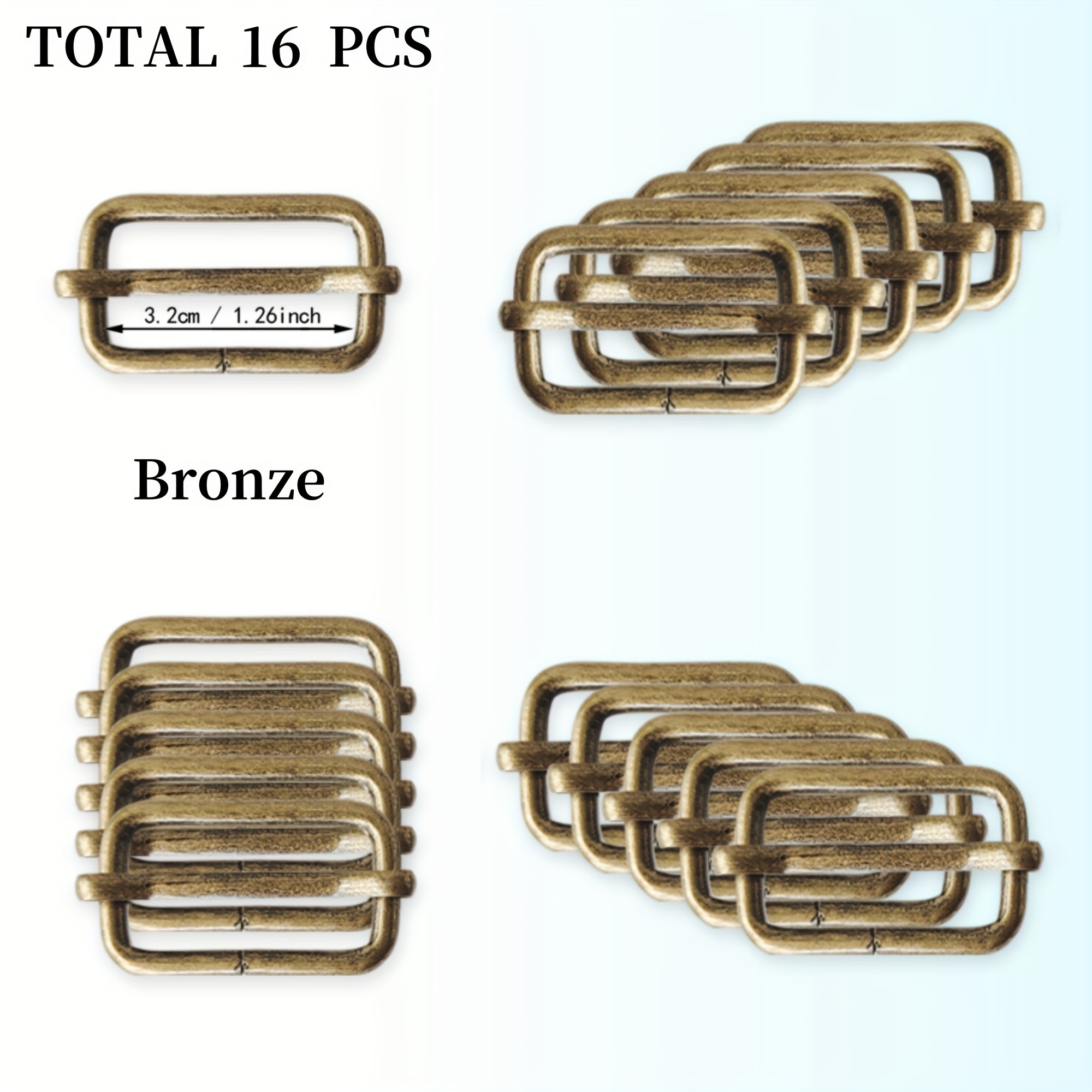 TEMU Kit per Creazione Portafogli Fai da Te - 16 Pezzi con Sliders Regolabili in Metallo, 3 Slider Rettangolari per Zaini, Borse, Cinture e Accessori