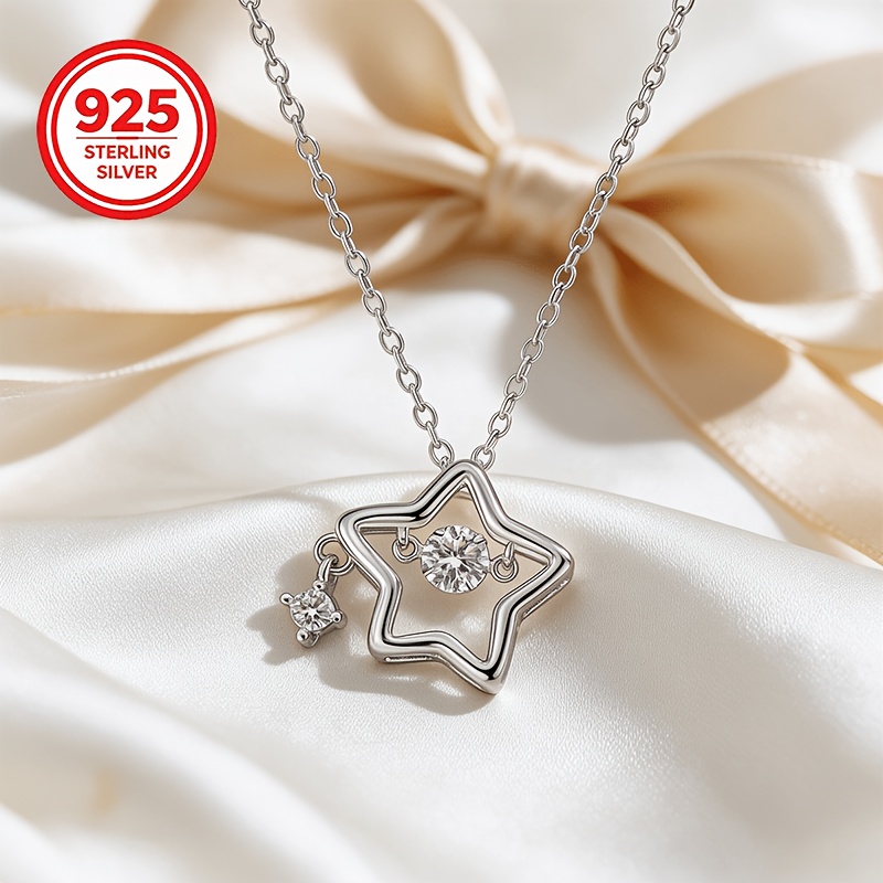 Women's 925 Silver Lucky Star Pendant Necklace, Creative Design
