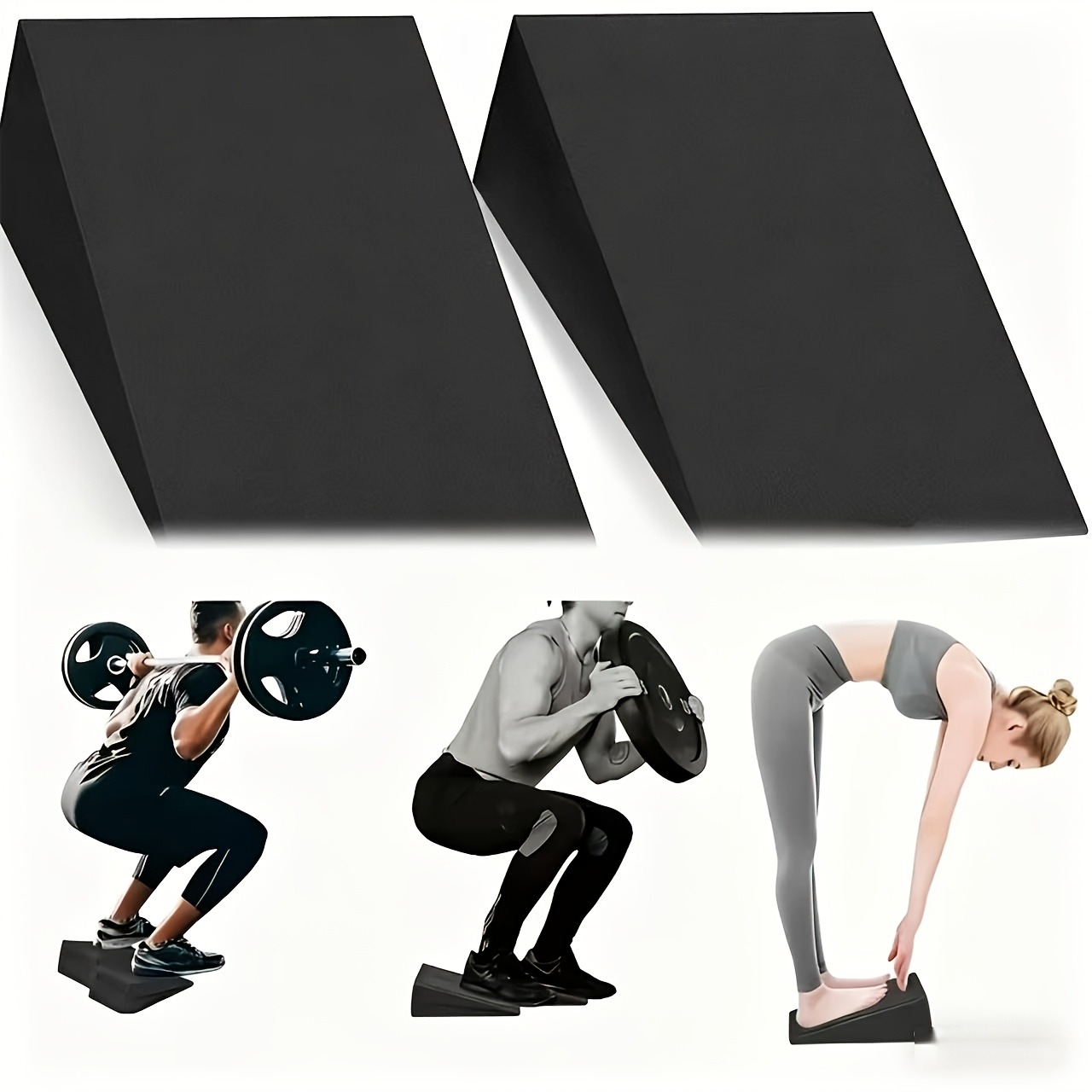 TEMU 2pcs Set (specifications: 23*15*7.6cm/9*6*3inch) Eva Squat Pads | Storage Board | Yoga Squat Wedge | Fitness Training Ramp For Raising Heels,