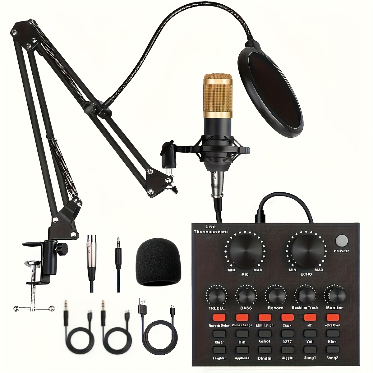 

Podcast Equipment Bundle, With Bm800 Podcast Microphone And V8 Sound Card, Voice Changer - Audio Interface -perfect For Recording, Singing, Streaming And Gaming
