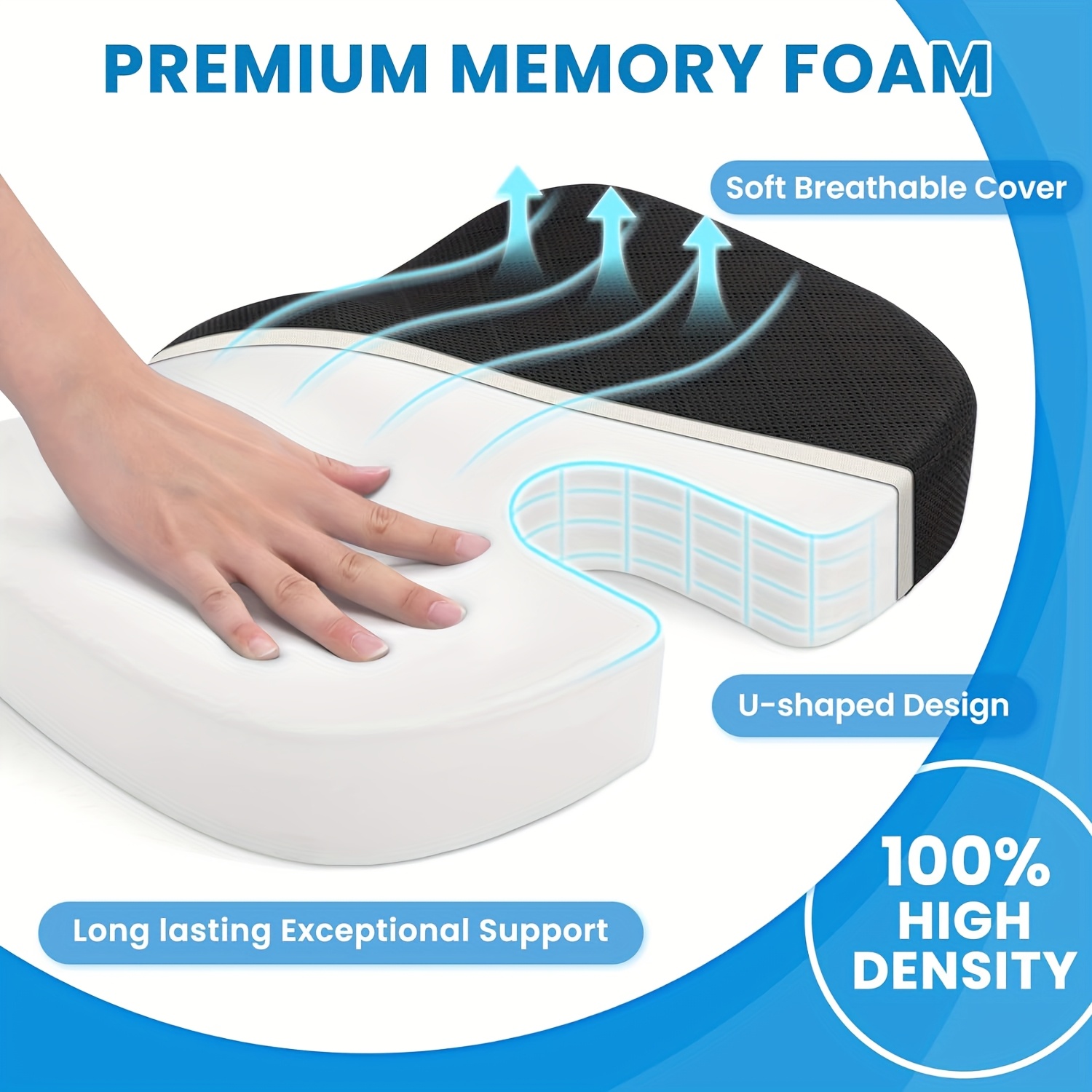seat cushion lumbar support pillow with adjustable strap chair cushions for adjustable shoulder strap back support with washable cover memory foam for car travel and wheelchair black Product details 2