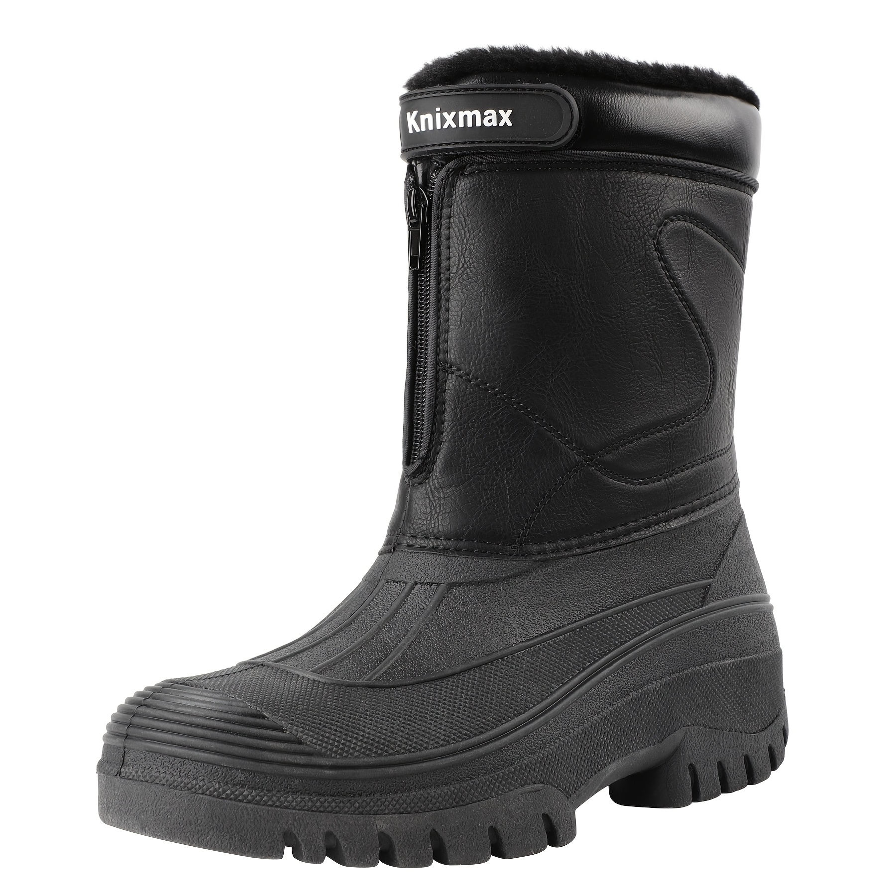 Image of Knixmax Men's Women's Winter Boots Snow Shoes Mid Calf Insulated Booties Warm Outdoor Hiking Walking Skiing Boots For Men's Women's