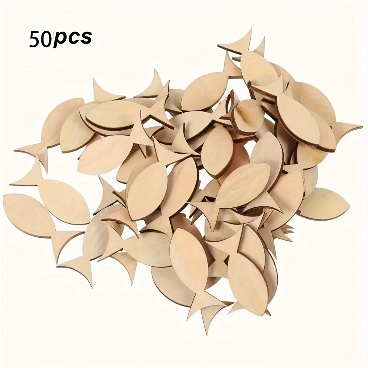 

50pcs Wooden Fish Cutout Tags For Diy Painting, Wood Craft Animal Decorations For Ocean Theme