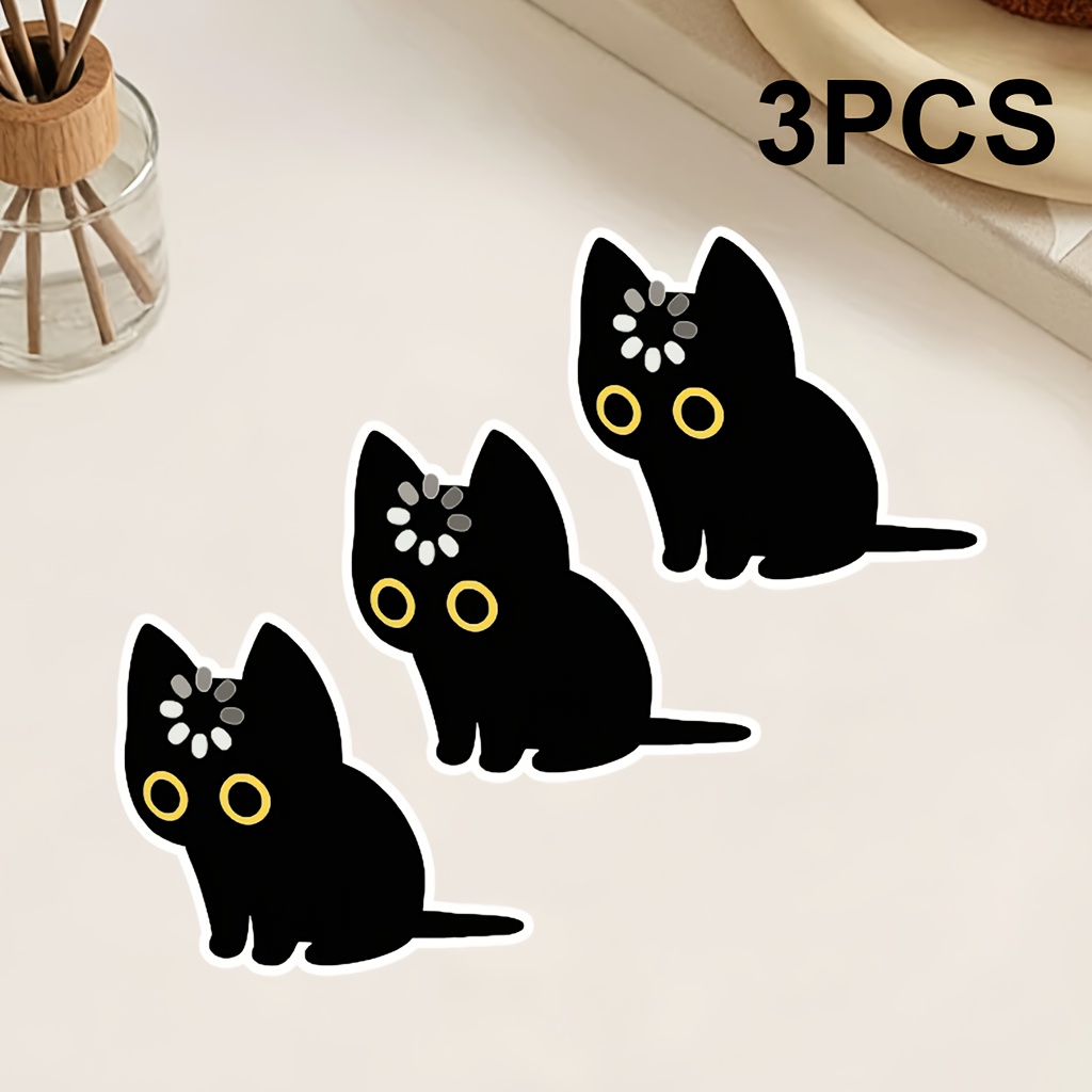 3pcs Black Cat Loading Sticker - Cute, & Fun Durable Decal, , Cars, Luggage, Skateboards & More, Trendy Decor & Gift For Teens & Adults