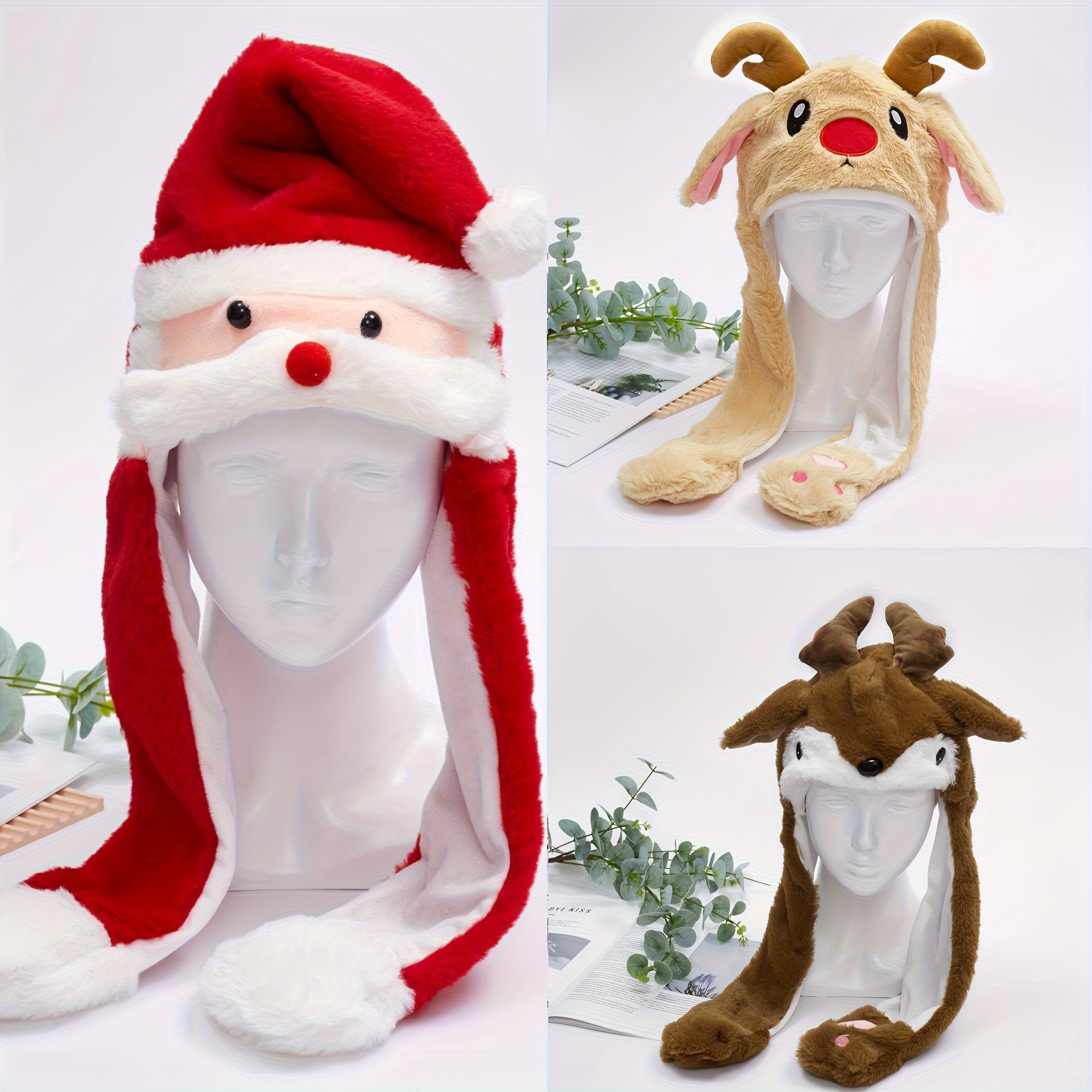 Creatieve Party Hoed, Leuke Interactieve Bewegende Oren Kerst Cap, Perfect voor Kerstfeesten en Cadeaus, Kerstversiering