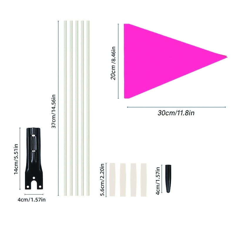 TEMU 1 Set Of Bicycle Safety Flags/pink Flags With Adjustable Height, Heavy-duty Fiberglass Poles, Polyester Tear-resistant Flags