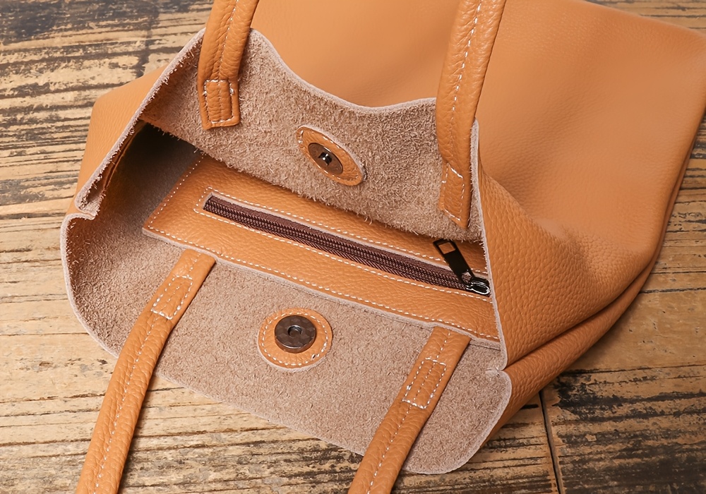 New Genuine Leather Women's Bag, Gym Bag, Handbag, Minimalist Versatile Tote Bag, Large Capacity Premium Trendy Shopping Bag, Top-Grain Cowhide Beach Bag
