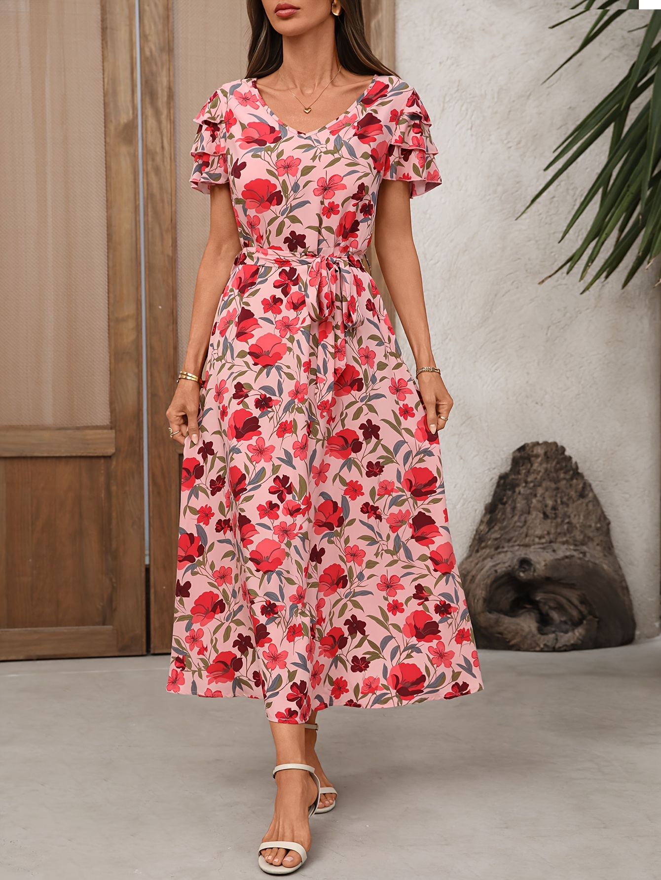cornflower blue midi dress with sleeves Women's Caught You Smiling Cornflower Blue Textured Woven Belted Lace Midi Dress | Color: Sky Blue | Size: L