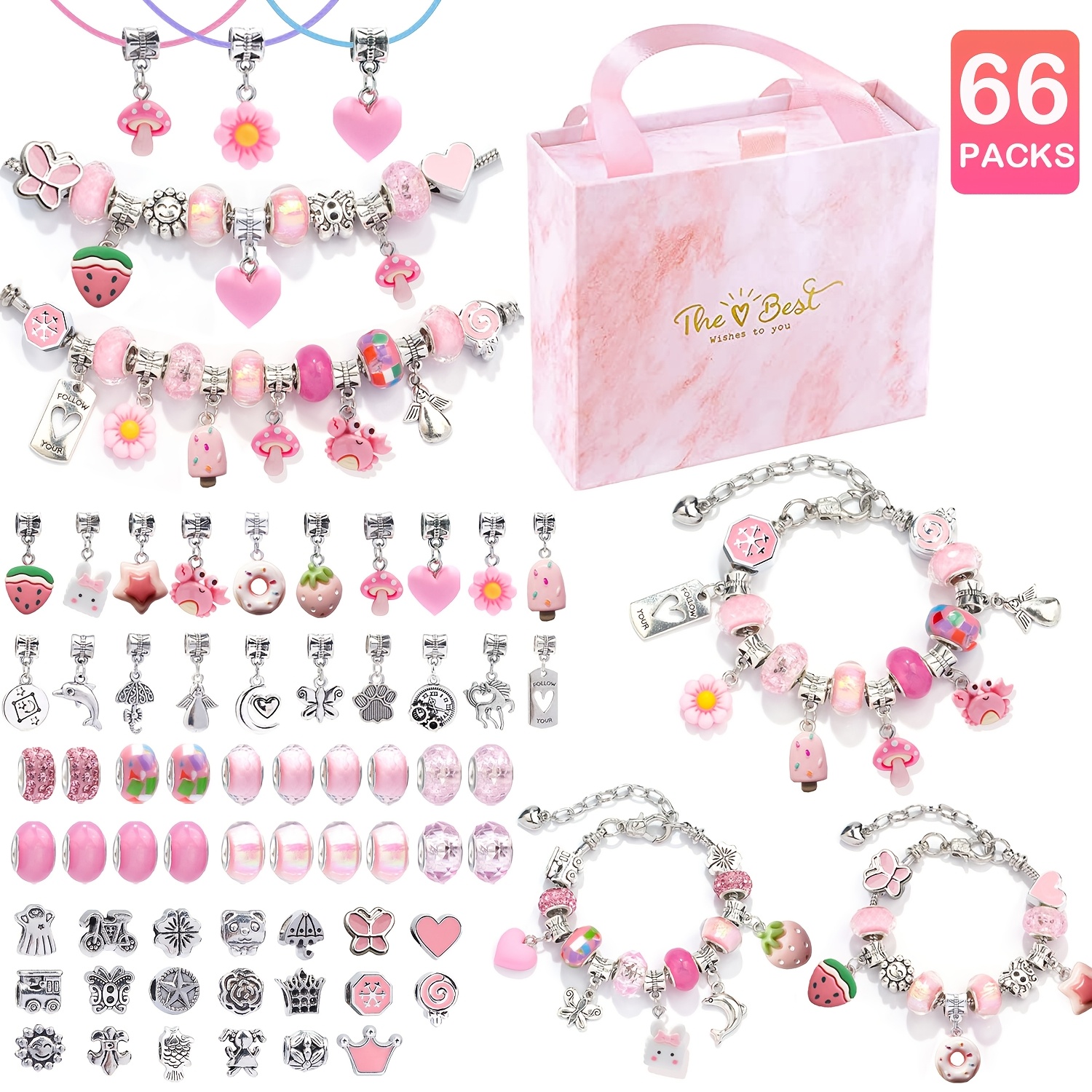 

66pcs Bracelet de de en polyrésine élégant - de de des en résine, des pendentifs de fleurs d', de et du An