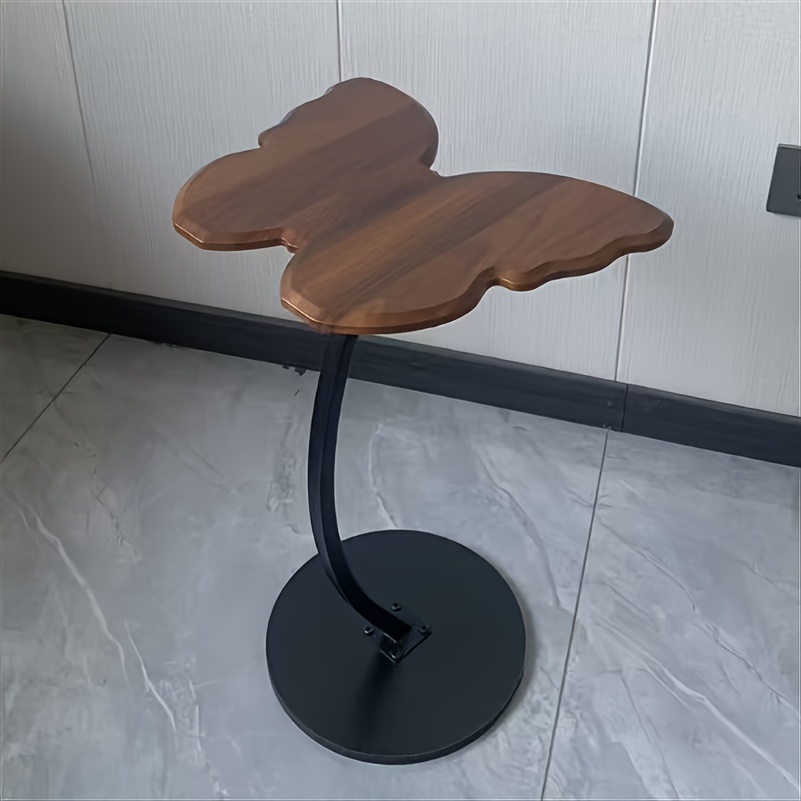 Walnut Colored Side Table, Shape End Table, Small Solid Wood Side Table, Tv Dinner Tray Table For Living Room, Modern Sofa End Table Bedroom
