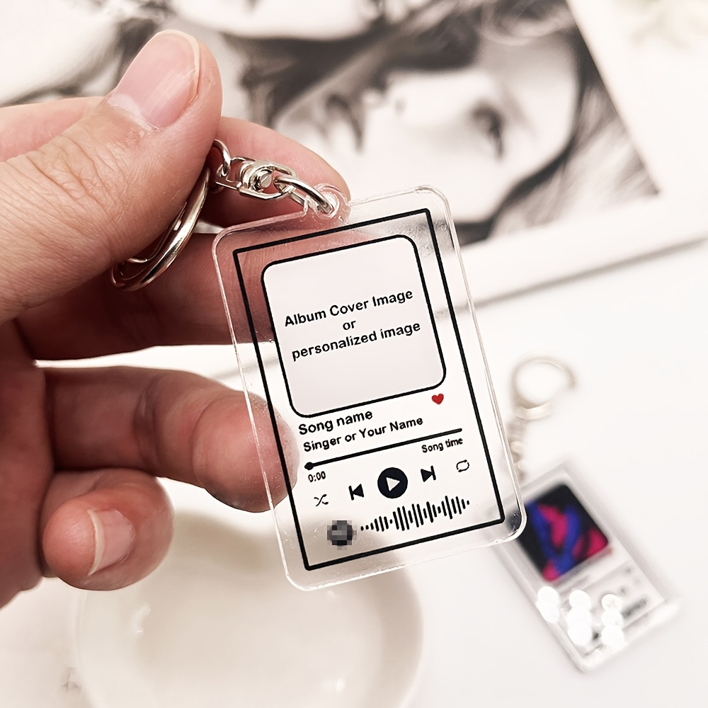 Image of Custom Acrylic Album Music Keychain, Rectangular Keyring, Fashion Accessory For Ladies, Decorative Birthday Gift For , , Couple, Girlfriend, Family, Christmas, New Year & More