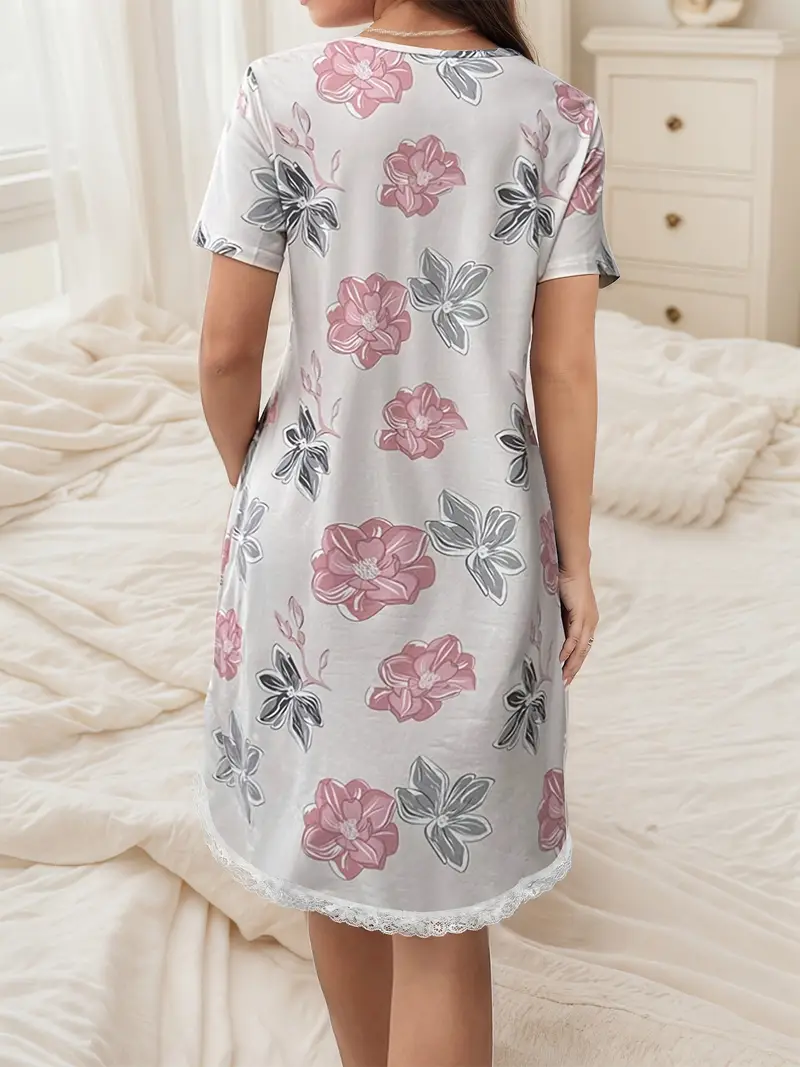 lace trim button floral print v neck short sleeve maternity - Temu lace trim button floral print v neck short sleeve maternity - Temu