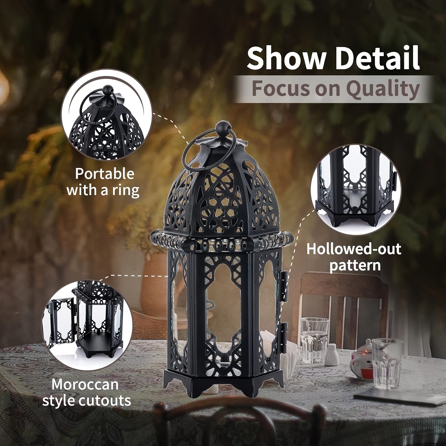 2pcs Christmas Metal Candle Holders with Transparent Glass