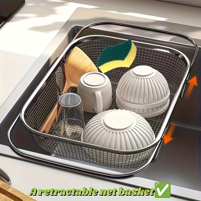 TEMU Expandable Stainless Steel Filter Mesh - Suitable For Vegetables & Fruits, Kitchen Essentials, Filtered Vegetables, Fruit Washing, Highquality