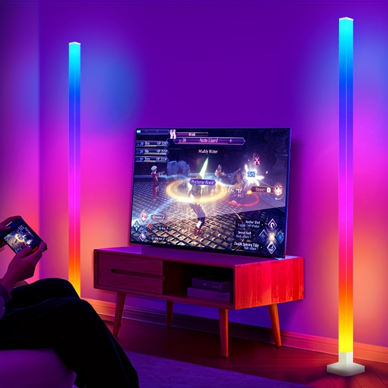 RGB LED Floor Ambient Light with Music Sync Color Changing, Remote + Button Control for Living Room, Bedroom, Gaming Room Decor, Halloween Christmas New Year Valentine's Day Gift, Festive Romantic Scene Lighting
