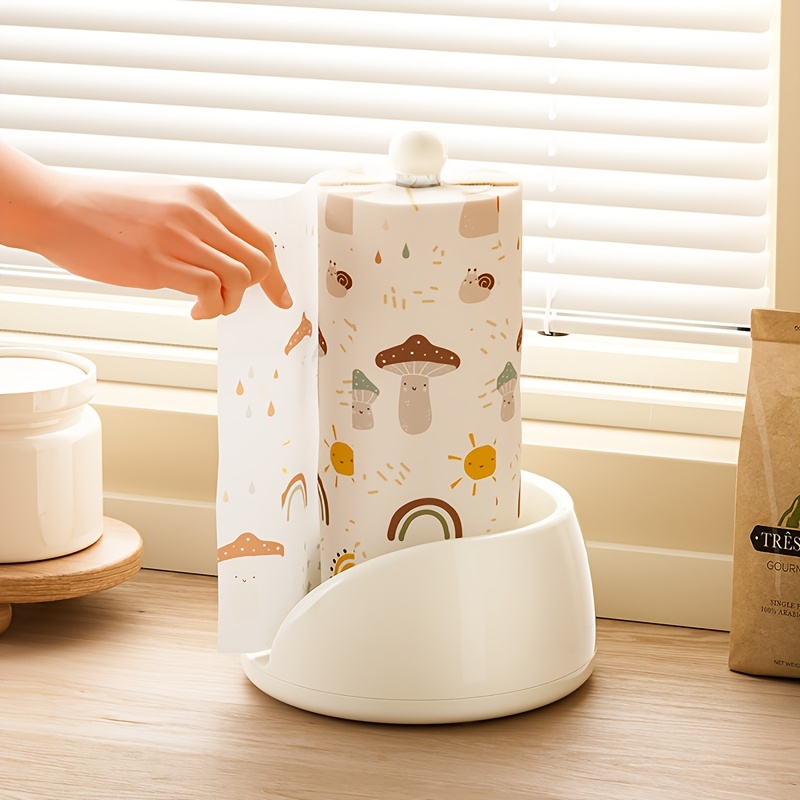 1pc stainless plastic rotating kitchen paper towel holder countertop organizer space saving rotator roll dispenser with hygienic   access compatible with napkins cling film   tape free for office Product details 3