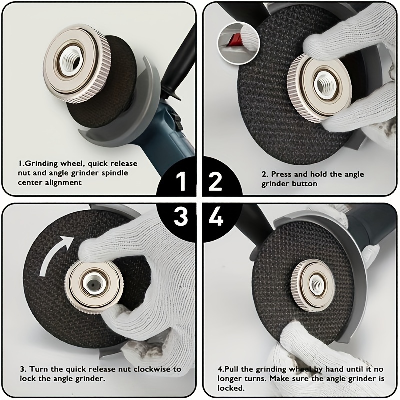 M14 Angle Grinder Quick-Release Lock Plate - Self-Locking, Easy Clamp & Release Nut for Secure Chuck Attachment, Durable #45 Steel Industrial Hardware Accessory