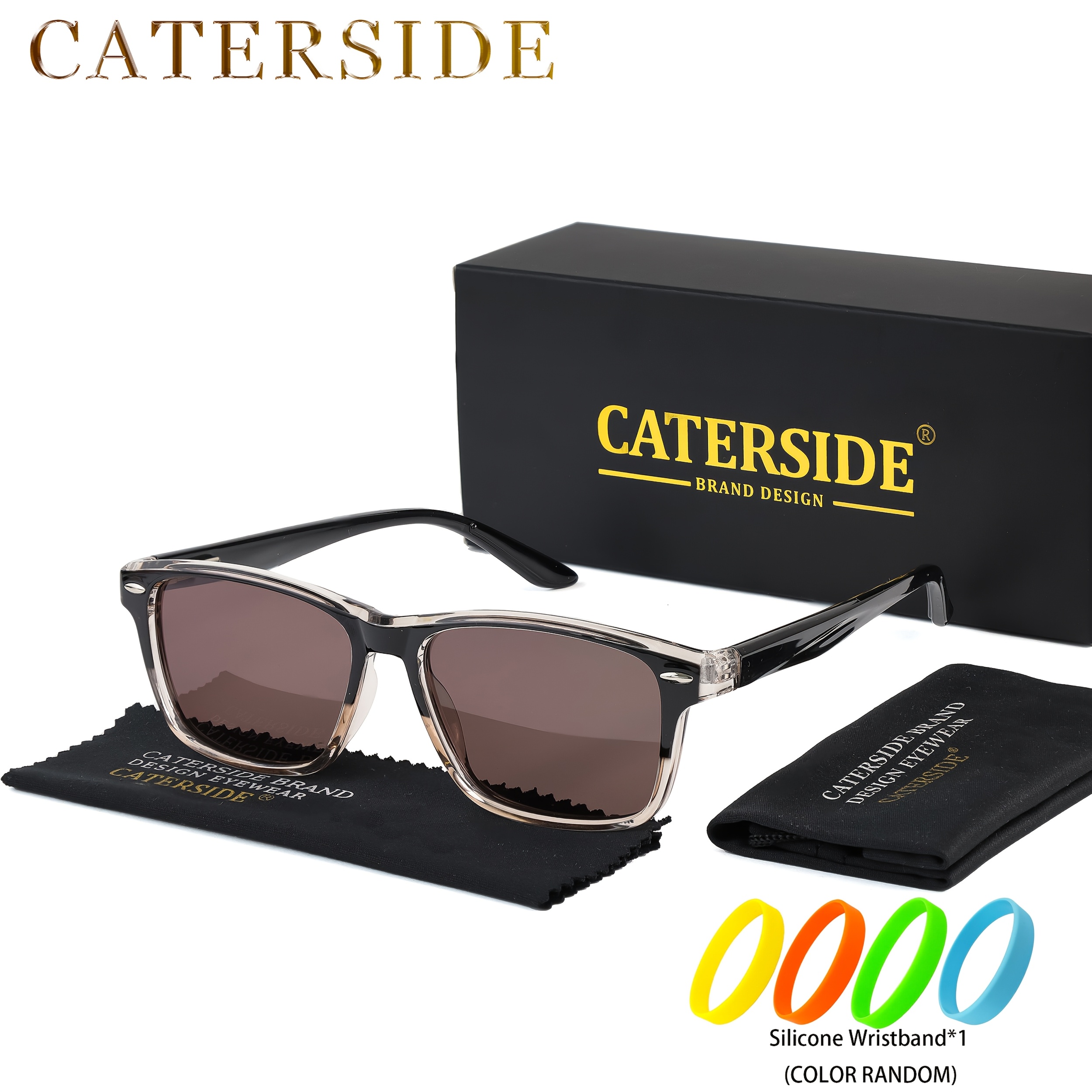 Caterside Vintage Square Sunglasses with TR90 Frame