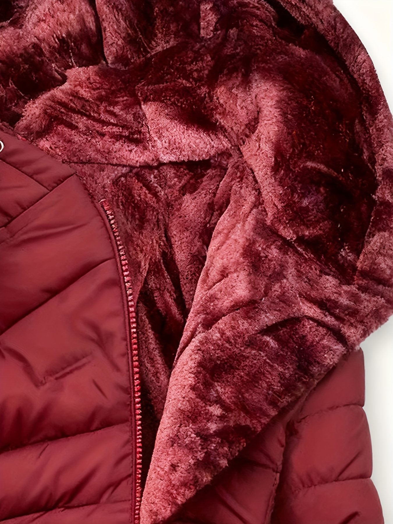 Dames Lange Fleece Gevoerde Jas - Dikke Winterjas met Zakken, Elegante Effen Kleur, Regular Fit voor Koud Weer