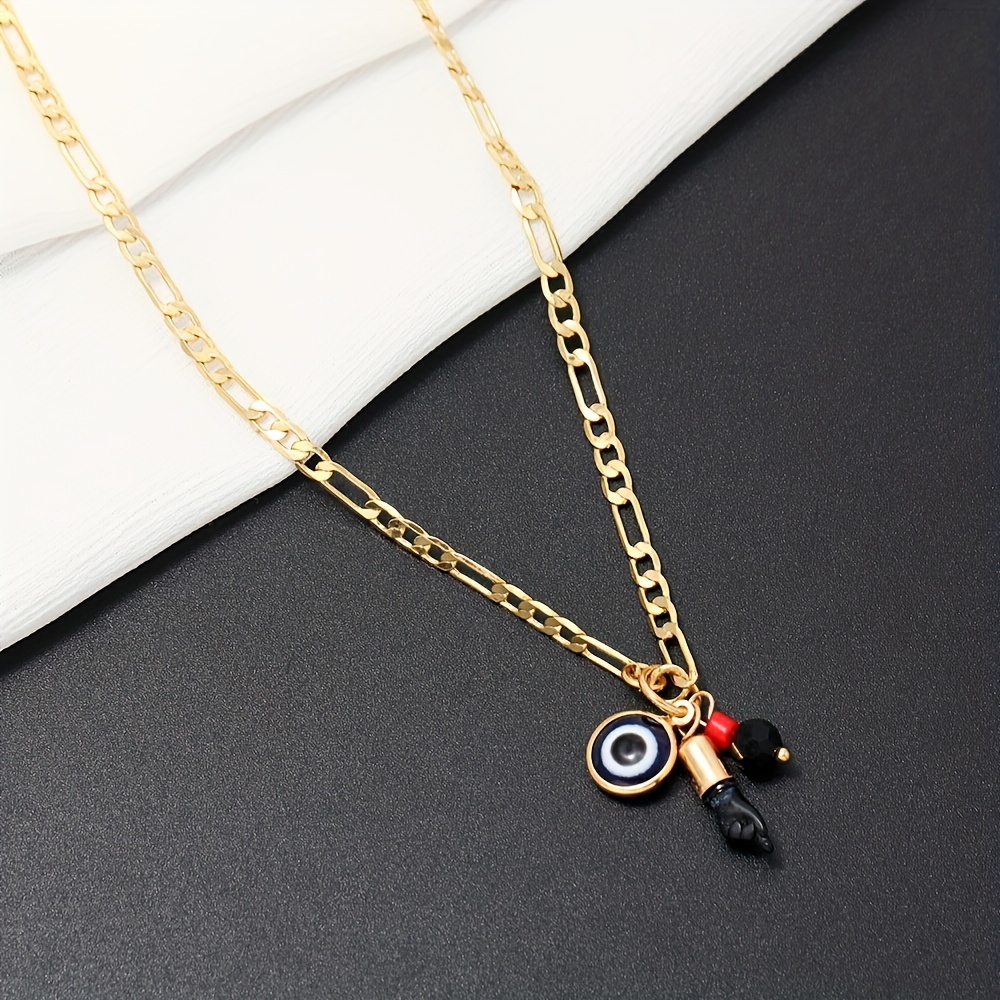 

1 Pc Stainless Steel Pendant With Black Türkiye Blue Eye Evil Eye Necklace Women Charm Necklace Collar Chain