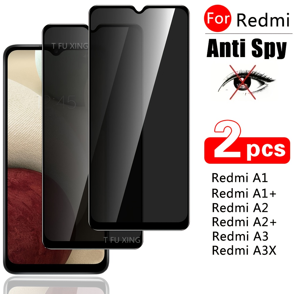 TEMU [Paquete de 2] Pack de 2 Películas de Vidrio Templado V Antiespía, Adecuadas para Xiaomi Redmi A1/Redmi A1+/Redmi A2/Redmi A3/Redmi A3X,