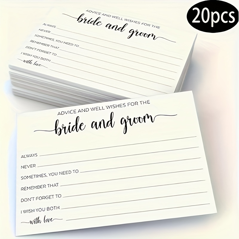 TEMU A Pack Of 20 Wedding Suggestion Cards And Groom - White Cards For And , Suitable For Bridal Parties, Reception Decor, And Keepsakes For Special