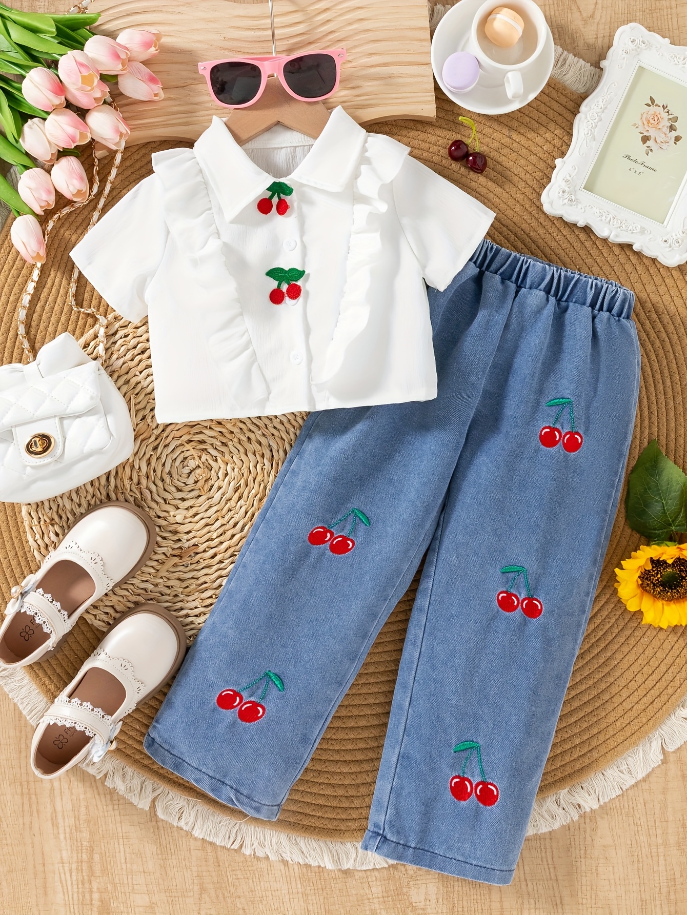 conjunto piezas pantalones vaqueros estampado niñas Temu Mexico