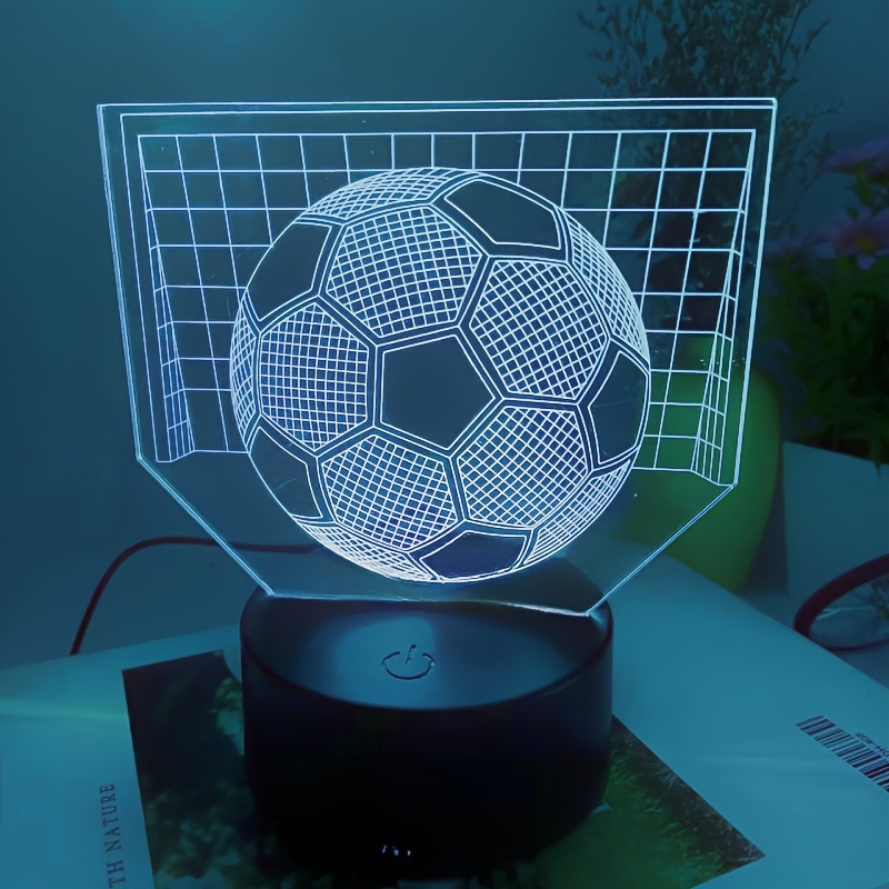 

1pc 3d Acrylic Sheet Night Light, Football Graphic Living Room Bedroom Bedside Small Table Lamp, 7 Colors Black Base Decorative Light, Christmas Gifts, Holiday Gifts, Birthday Gifts